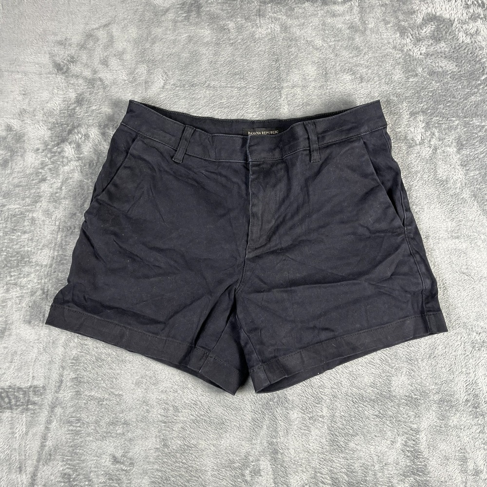 Banana Republic Chino Shorts Womens 6 Black Mid Rise Flat Front Resort Wear